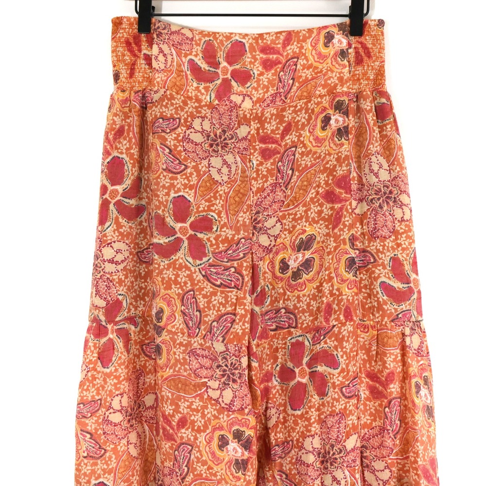 Nanette Lepore Orange Floral Tiered Wide Leg Pants Women's Medium Boho Artsy - Picture 2 of 12